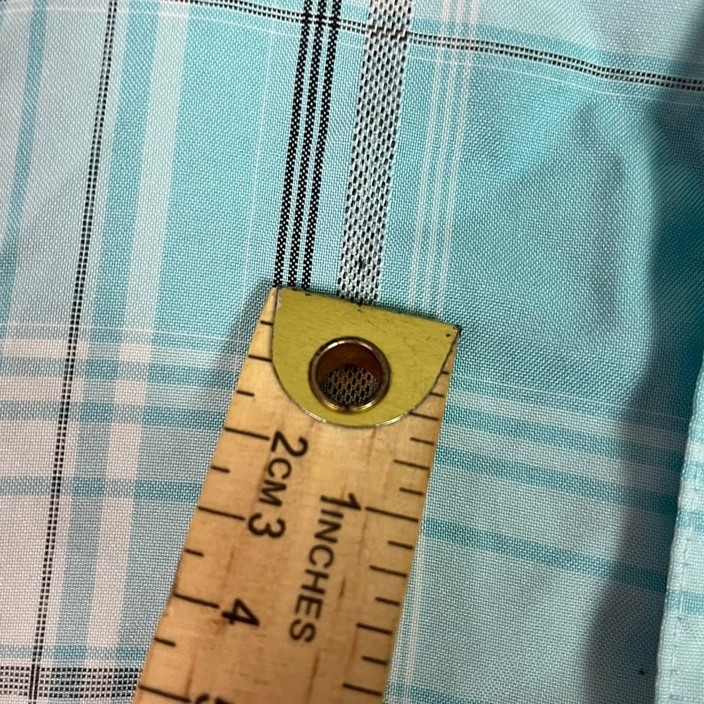 George Button Down Shirt 3XL Plaid Light Blue Short Sleeve Fair - Picture 5 of 13